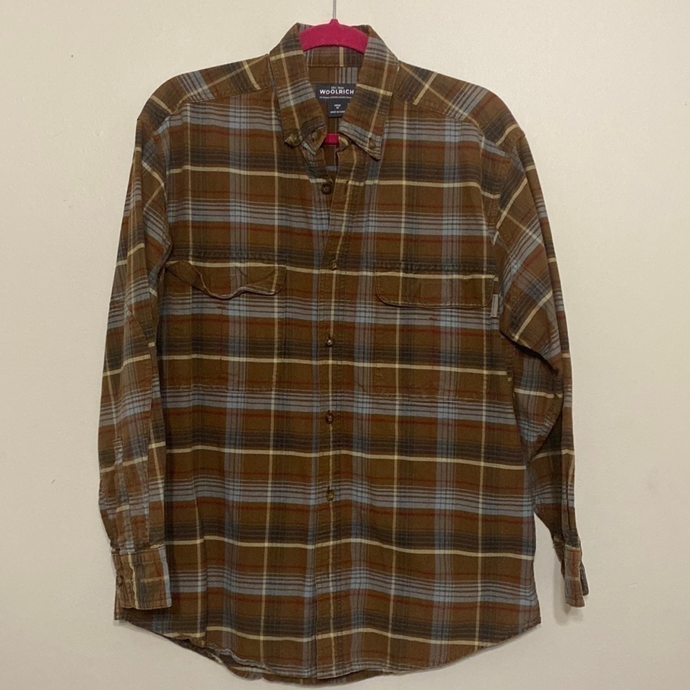 Woolrich mens shirt button down M plaid fall casual office Grandpa Y2k